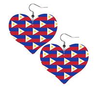 Filipino Flag Women Earrings Faux Leather Dangle Eardrop Drop Earring Fashion Jewellery Gift For Wife Daughter Girlfriend Christmas