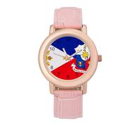 Filipino Philippine Flag National Emblem Ladies Watches Easy Read with Leather Strap