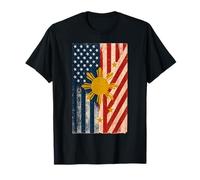 Filipino Roots American Grown Philippines America USA Flag T-Shirt
