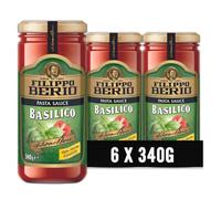 Filippo Berio Pasta Sauce, Basil Pasta Sauce, Vegan, Bulk Pack of 6 x 340g
