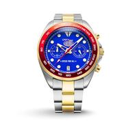 FILIPPO LORETI | NHRA 75 - Mens Watches, Chronograph Watches for Men, Blue White Dial, Red Bezel, Gold Silver Bracelet