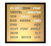 Filius Word Wall Clock Square Word Clock Gold Colored 40 cm 0402-9