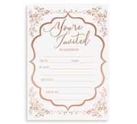 Fill In Party Invitations Cards 5x7, 20 pack Rose Gold Foil, 20 Thank You Tags Included. Invitation For Wedding, Birthday, Bridal Shower, Special Occasions, Events, You Are Invited Rose1