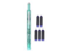 Fill the Pullo -out Spring Holder - 0.38 mm Automatic Dactilogre with Ergonomic Design | 5 Refillable Ink Cartridges of Transparent PP Fillers | Writing