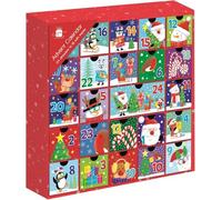 Fill Your Own Advent Calendar with Drawers - 27cm x 27cm Cute Festive Santa & Friends Contemporary Christmas Countdown Box - Reusable Cardboard Design with 24 Pull-Out Compartments for Kids & Adults