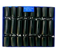 Fill Your Own Christmas Crackers, Black with Silver Trim and Tags, Set of 8