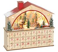 Fillable Advent Calendar, 24 Drawers And Compartments, Christmas With Led Lights, Natural Wood, 36 X 10 X 34 Cm
