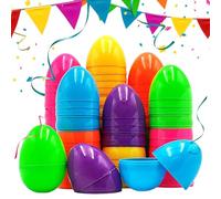 Fillable Easter Eggs - Empty Egg Shell Collection 50 Count, Vibrant Mixed Color Fake Eggs | Reusable Treat Holder Toy Set, Festival Hunt Activity Accessories, Backyard Garden School Party