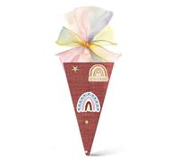 Fillable Fabric School Cone Treat Bag for First Day of School (Brown)