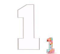 Fillable Numbers 1 Balloon Cardboard Numbers To Fill Box Number 1 Decorative Balloon Fill KT Board Box Number Frame Modeling Balloon Box for Birthday Decorations(Not Included Balloons)