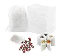 Fillable Tea Bags - with Drawstring Filter Bag, Pack of 100 Tea Bags Also as Coffee Filters, for Coffee for Seasoning for Home Travel in the Office for Stewing and Brewing as well as Cooking