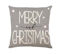 Filled Cushions with Covers Grey Merry Christmas Pillow Cases Soft Linen Bed Sofa Cushions with Covers Included Washable Pillowcases Invisible Zip Pillow Case Protector Breathable 60x60cm/1 Pack