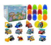 Filled Easter Eggs - 15x15x11cm Educational Play Capsules, Small Pull Back Engineering Cars, Discovery Treat Pack With Toys | Engaging Spring Festival Gift Collection For Kids School Events Family