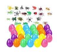 Filled Easter Eggs - 24 Pieces, Funny Stuffers Inseect Toys | Frog Spider Inside Easter Egg Filler Toys for Holiday Home Decoration School Party Play Boys Girls Children