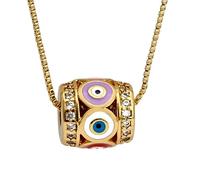 Filled for Men and Women, Drip Oil Turkish Lucky Colourful Evil Eye Pendant Necklace Dainty