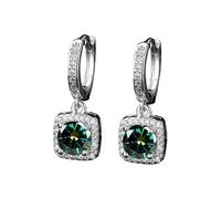Filled Studs And Popular Square Bag One Imitation Moissanite Silver Earrings For Women Zircon Ear Clips And Earrings (G, A)