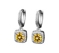 Filled Studs And Popular Square Bag One Imitation Moissanite Silver Earrings For Women Zircon Ear Clips And Earrings (C, A)
