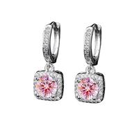 Filled Studs And Popular Square Bag One Imitation Moissanite Silver Earrings For Women Zircon Ear Clips And Earrings (A, A)