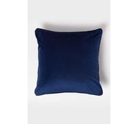 Filled Velvet Cushion with Piped Edge 46 x 46 cm Homescapes Navy One Size