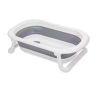 Fillikid Orka Folding Bathtub, Space-Saving Baby Bath with Fold-Out Legs, Non-Slip Coating & Drain Plug, Grey/White