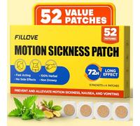 FILLOVE 52ct Motion Sickness Patches Non-Drowsy, 72H Lasting Sea Sickness Patches Cruise Essentials 2026, 100% Natural Motion Sickness Patch Travel Essentials for Car Airplane Ship Altitude Sickness