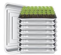 FillTouch 10 Pcs Stainless Steel Seed Starter Tray, Stainless Metal Garden Trays, Nursery Seedling Pots for Collection Transplantation & Propagation Flats, No Drain Holes(15.8 x 11.8 x 1.4 Inch)