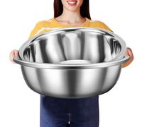 FillTouch 2 Pack Large Mixing Bowl 16 Qt Oversized All Purpose 304 Stainless Steel Polished Mirror Flat Base Metal Bowl for Home or Commercial Prepping Baking Mixing Marinating