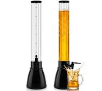 FillTouch 2 Pack Mimosa Tower Dispenser 3L/101 oz Football Party Beer Dispenser with Detachable Ice Tube, Drink Mimosa Tower with Spigot for Home Sports Game Nights Party (Taper,Black)