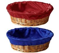 FillTouch 2 Pcs 12 Inches Round Offering Baskets for Church Wicker Basket with Removable Liner Rattan Collection Receiving Storage Basket Woven Bread Basket for Church Communion Supplies