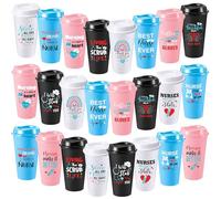 FillTouch 24 Pcs Nurse Cup Nurse Appreciation Gifts Bulk 16 oz Reusable Coffee Cup with Lid for Practitioner Gifts Graduation (Classics)