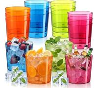 FillTouch 24 Pcs Plastic Ice Bucket 6 Liter Clear Ice Drink Wine Cooler for Wedding Large Champagne Beer Buckets Beverage Tub Soda Chiller for Party Bar Flower Vase Trash Can (Colorful)
