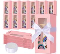 FillTouch 30 Pcs Pink Gift Boxes with Ribbon for Sublimation Glass Exhibition Transparent Tumbler Gift Boxes for 12oz 16oz 20oz Glass Jar Shipping Packaging