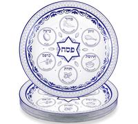 FillTouch 30 Pcs Set Passover Seder Plates, Paper, Traditional Style, Blue & White Porcelain Design, 9" Round, Seder Plate