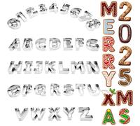 FillTouch 35 Pcs 3 Inch Large Size Alphabet & Number Sandwich Cookie Cutters Sets Funny Metal Baking Tool Stainless Steel Letters Biscuits Mold Home Party Supplies