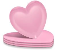 FillTouch 4 Pcs 9.5 Inch Heart Shaped Melamine Plates Dinner Plates Heart Dinnerware Dishes for Valentines, Birthdays, Bridal Showers, Baby Showers (Pink)