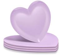FillTouch 4 Pcs 9.5 Inch Heart Shaped Melamine Plates Dinner Plates Heart Dinnerware Dishes for Valentines, Birthdays, Bridal Showers, Baby Showers (Purple)