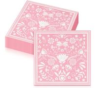 FillTouch 50 Pcs Dia De Los Muertos Napkins Mexican Fiesta Party Napkins Mandala Flower Cielito Lindo Day of The Dead Decoration for Taco Tuesday Mexican Birthday Party Supplies (Pink and White)