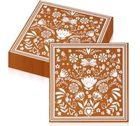 FillTouch 50 Pcs Mexican Napkins Mandala Flower Fiesta Party Napkins Mexican Independence Day Decorations for Taco Tuesday Hispanic Heritage Month Party Supplies (Platos De Barro)