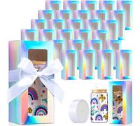 FillTouch 60 Pcs Gift Boxes with Ribbon for Sublimation Glass Exhibition Transparent Tumbler Gift Boxes for 12oz 16oz 20oz Glass Jar Shipping Packaging(Laser Color)