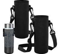 FillTouch Hydrogen Water Bottle Holder (2 Pcs) - Neoprene Portable Sling Bag with Shoulder Strap - Sports Water Bottle Accessories - Black