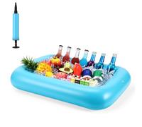 FillTouch Rectangular Inflatable Serving Bar Floating Drink Holder for Pool Inflatable Cup Holders Hot Tub Accessories for Adults Swimming Fun Drink Floats for Swimming Pool Party (Blue)