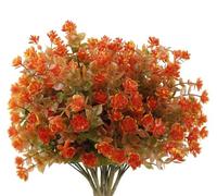 Filltown Autumn Flowers Artificial Outdoors Fake Flowers, 8 Bundle Faux Flowers UV Resistant, Autumn Eucalyptus Plants for Outside Indoors Hanging Basket Greenery Shurbs, Fall Home Garden Decoration