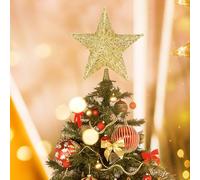 Filltown Christmas Tree Topper Star, 20 x 24cm Metal Gold Glittered Star Tree Topper, 3D Xmas Tree Star Topper for Xmas Holiday Decorations