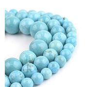 Filluck Natural Gemstone Beads 8mm Blue Turquoise Beads Polished Round Smooth Stone Beads for Jewelry Making Adults DIY Bracelet 15 Inch(Blue Turquoise,8mm)