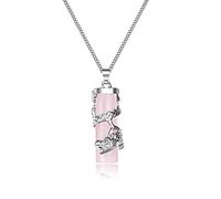 Filluck Healing Carnelian Rose Quartz Amethyst Crystal Necklace Tree of Life Hexagonal Irregular Dragon Wrapped Necklace for Women, Crystal, Quartz,