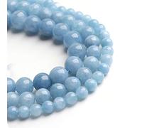 Filluck Natural Stone Beads Aquamarine 8mm Polished Round Smooth Gemstone Beads for Jewelry Making 15 Inch(Aquamarine,8mm)