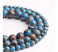 Filluck Natural Stone Beads Blue Malachite 8mm Polished Round Smooth Gemstone Beads for Jewelry Making 15 Inch(Blue Malachite,8mm)