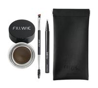 Fillwie - Eyebrow Ointment Kit, Liquid Eyebrow Pencil with 2 Tip Microblading Eyebrow Kit with Angled Brush and PU Case for Travel (Medium Brown)