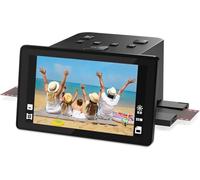 Film and Slide Scanner,Effortlessly Convert Color & B&W Negatives & Slides 35mm, 126, 110 Films to Digital Photos - Enjoy a 5" LCD Screen, User-Friendly Easy-Load Film Inserts