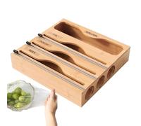 Film Dispenser With Cutter, Large-Capacity Wooden Foil And Wax Dispenser Storage Holder,Multifunctional 5-in-1 Kitchen Wrap Dispensers For Restaurant, Cafe